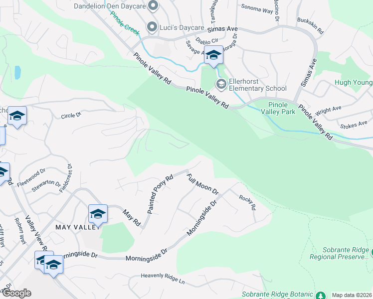 map of restaurants, bars, coffee shops, grocery stores, and more near 8500 Monte Verde Road in El Sobrante
