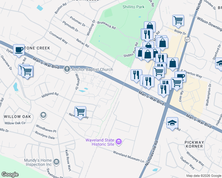 map of restaurants, bars, coffee shops, grocery stores, and more near 3545 Lochdale Terrace in Lexington