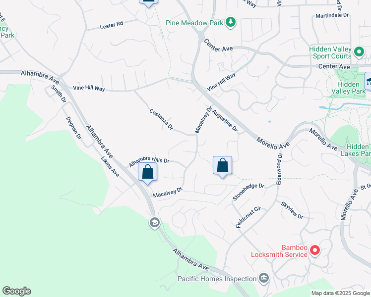 map of restaurants, bars, coffee shops, grocery stores, and more near 167 Mount Tam Court in Martinez