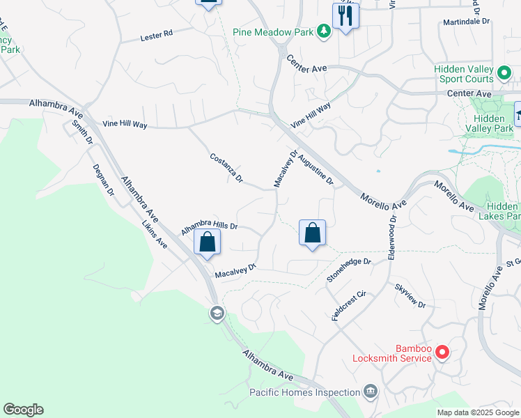 map of restaurants, bars, coffee shops, grocery stores, and more near 167 Mount Tam Court in Martinez