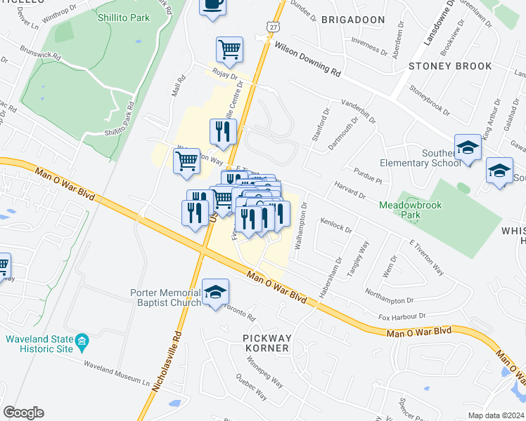 map of restaurants, bars, coffee shops, grocery stores, and more near 151 Larue in Lexington