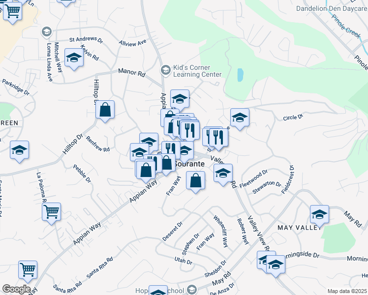 map of restaurants, bars, coffee shops, grocery stores, and more near in El Sobrante