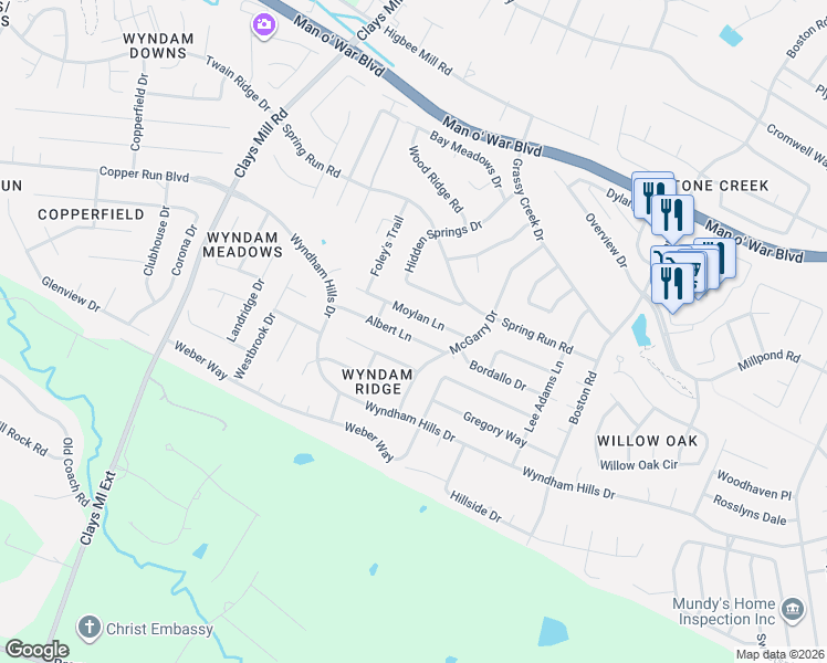map of restaurants, bars, coffee shops, grocery stores, and more near 1029 Albert Lane in Lexington