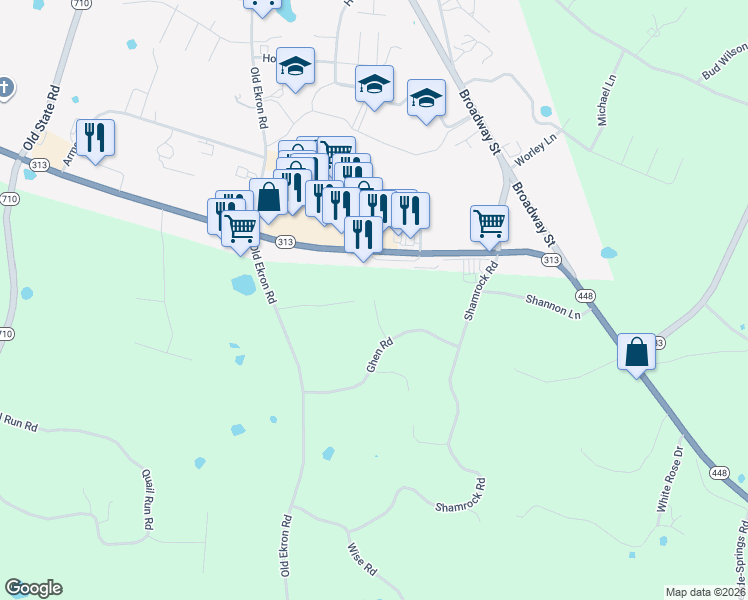 map of restaurants, bars, coffee shops, grocery stores, and more near 99 Ruthie Court in Brandenburg