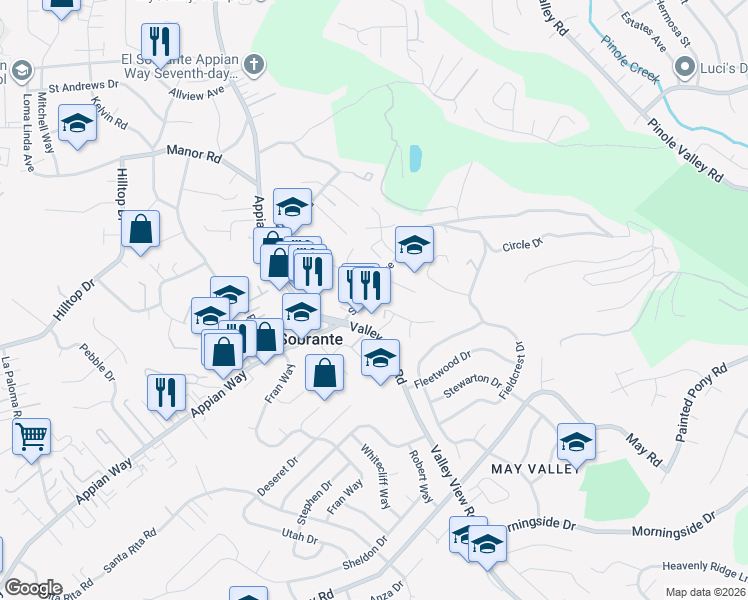 map of restaurants, bars, coffee shops, grocery stores, and more near 307 Ash Lane in El Sobrante