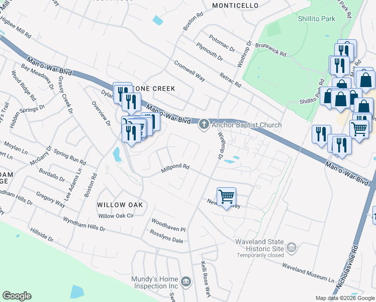 map of restaurants, bars, coffee shops, grocery stores, and more near 3616 Beechwood Circle in Lexington