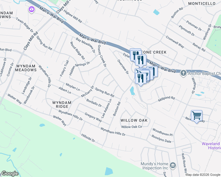 map of restaurants, bars, coffee shops, grocery stores, and more near 3820 Joshua Circle in Lexington