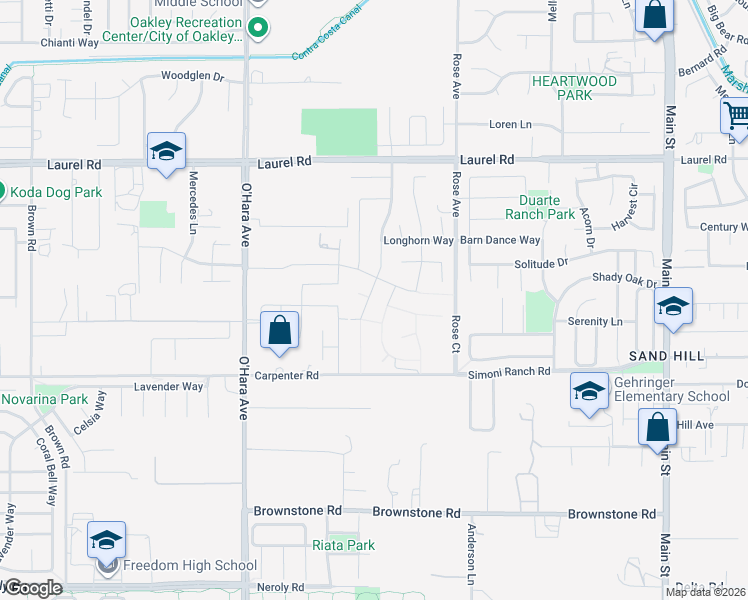 map of restaurants, bars, coffee shops, grocery stores, and more near 3682 Cloverbrook Avenue in Oakley