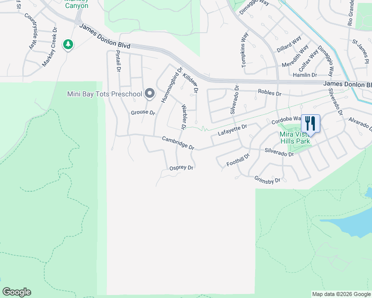 map of restaurants, bars, coffee shops, grocery stores, and more near 2431 Cambridge Drive in Antioch