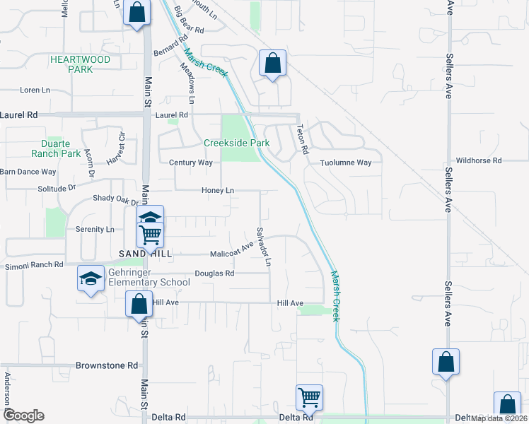 map of restaurants, bars, coffee shops, grocery stores, and more near 121 Amador Court in Oakley