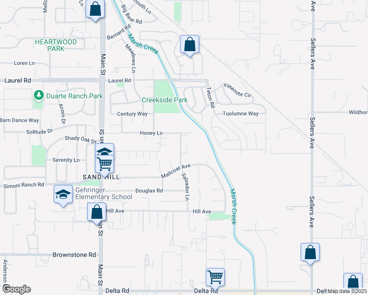 map of restaurants, bars, coffee shops, grocery stores, and more near 121 Amador Court in Oakley