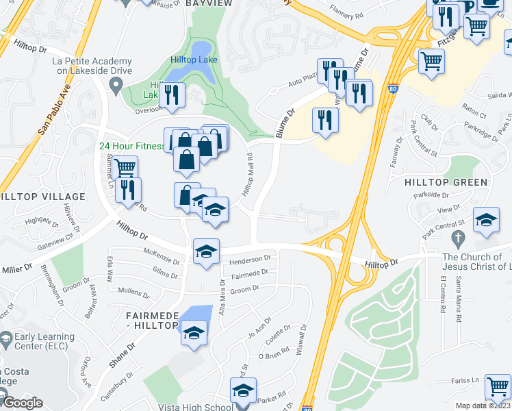 map of restaurants, bars, coffee shops, grocery stores, and more near 3127 Garrity Way in Richmond