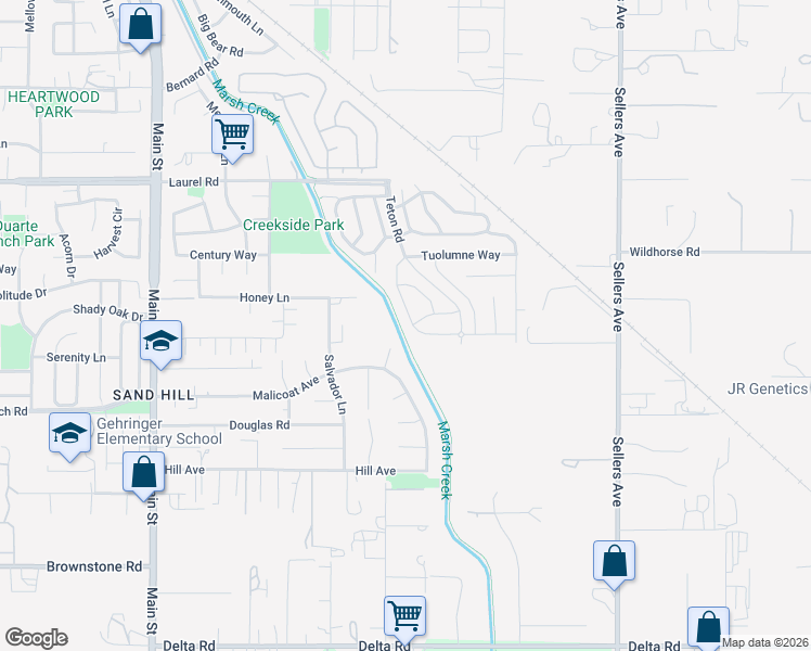 map of restaurants, bars, coffee shops, grocery stores, and more near 1228 Sierra Trail Road in Oakley