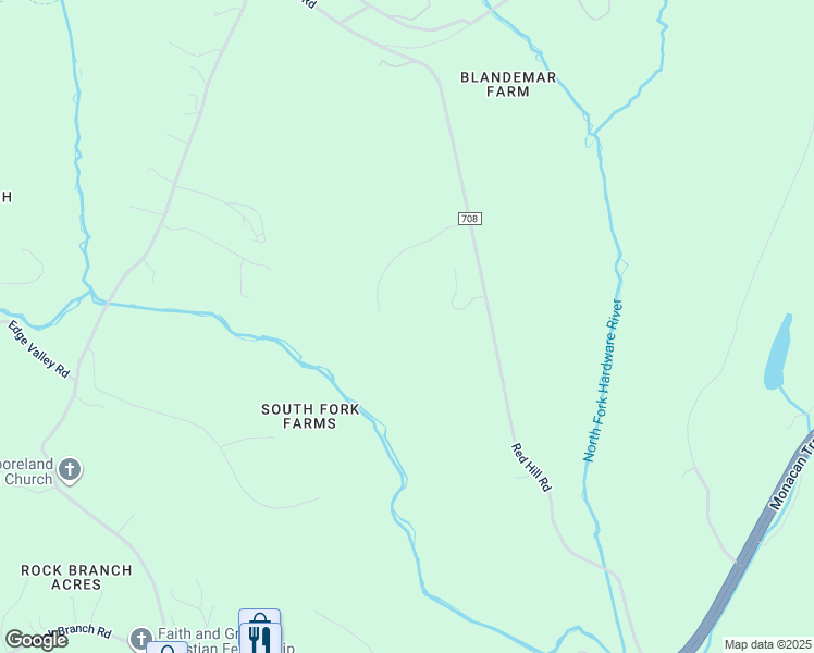 map of restaurants, bars, coffee shops, grocery stores, and more near 2075 Field Creek Lane in Charlottesville