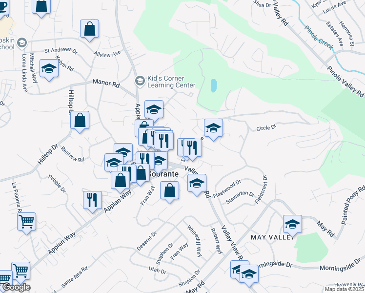 map of restaurants, bars, coffee shops, grocery stores, and more near 1923 Thompson Lane in El Sobrante