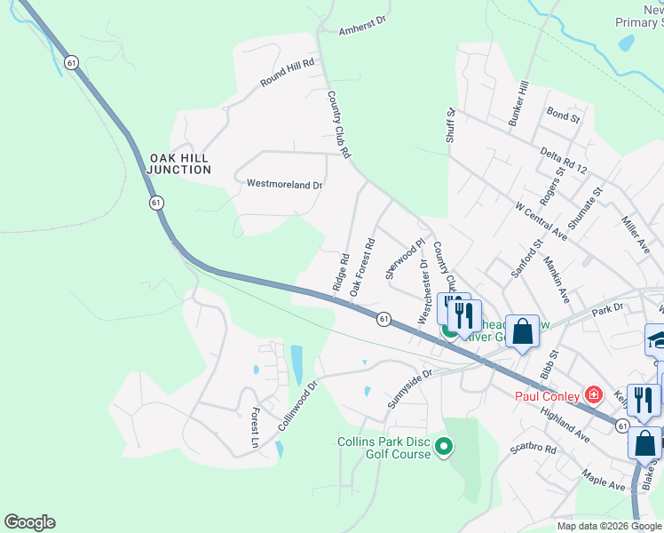 map of restaurants, bars, coffee shops, grocery stores, and more near 79 Ridge Road in Fayetteville