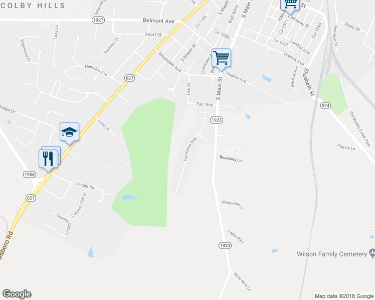 map of restaurants, bars, coffee shops, grocery stores, and more near Fairholme Way in Winchester