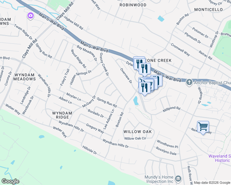 map of restaurants, bars, coffee shops, grocery stores, and more near 3820 Joshua Circle in Lexington