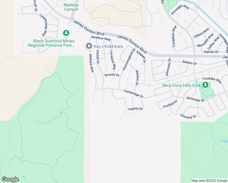 map of restaurants, bars, coffee shops, grocery stores, and more near 2527 Cambridge Drive in Antioch