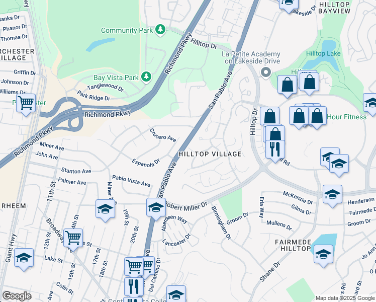 map of restaurants, bars, coffee shops, grocery stores, and more near 2400 Branchwood Court in Richmond