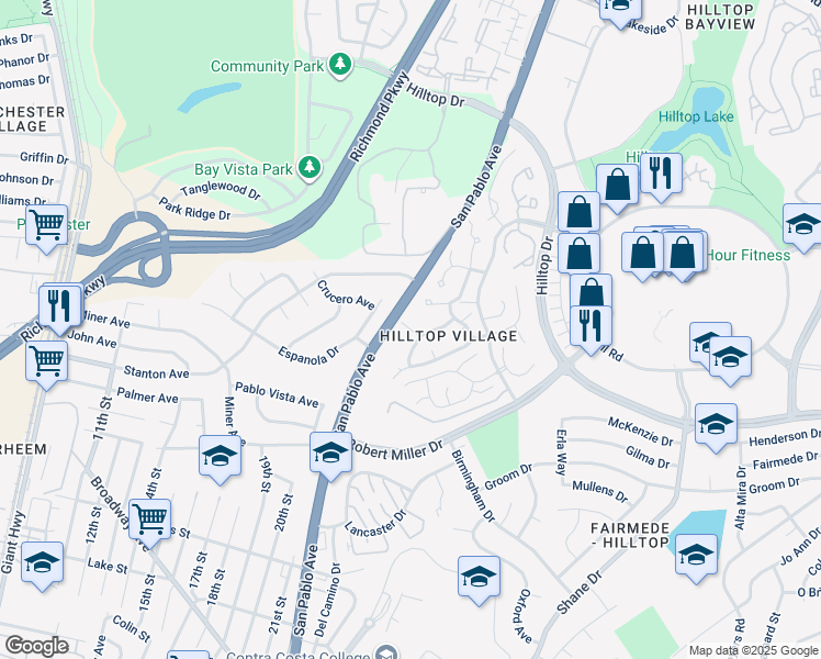 map of restaurants, bars, coffee shops, grocery stores, and more near 2400 Branchwood Court in Richmond