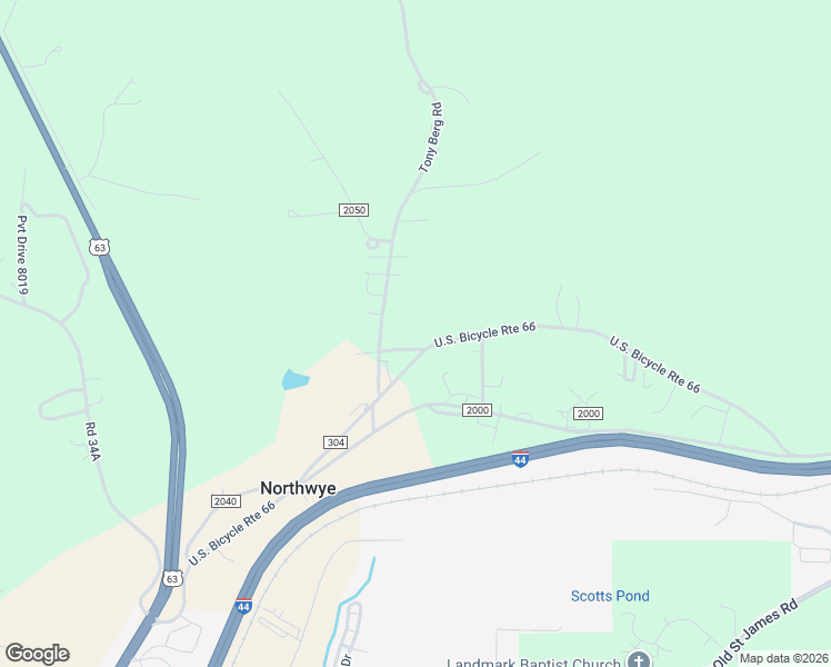 map of restaurants, bars, coffee shops, grocery stores, and more near 10361 County Road 2020 in Rolla