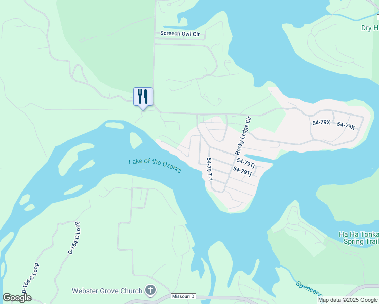 map of restaurants, bars, coffee shops, grocery stores, and more near 142 Vantage Point in Camdenton