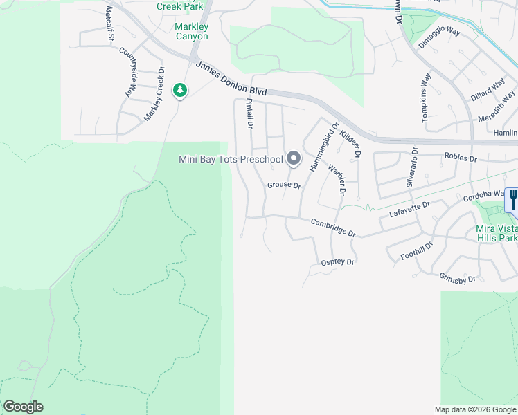 map of restaurants, bars, coffee shops, grocery stores, and more near 3800 Pintail Drive in Antioch