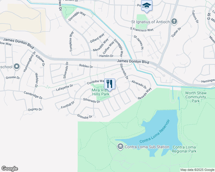 map of restaurants, bars, coffee shops, grocery stores, and more near 2308 Gabriel Court in Antioch