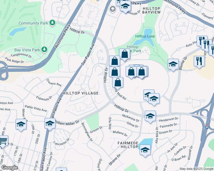 map of restaurants, bars, coffee shops, grocery stores, and more near 1150 Summer Lane in Richmond