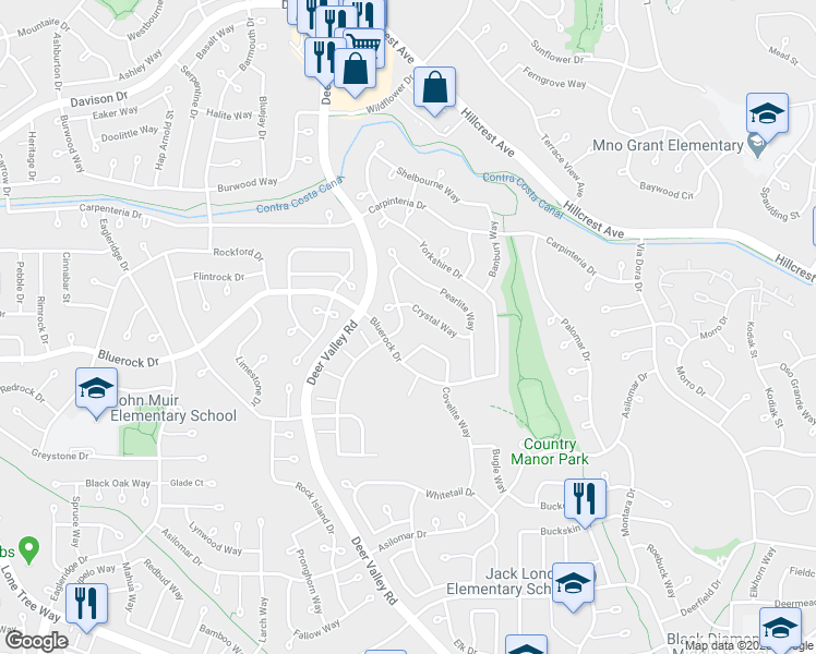 map of restaurants, bars, coffee shops, grocery stores, and more near 4045 Galenez Way in Antioch