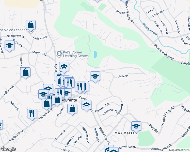 map of restaurants, bars, coffee shops, grocery stores, and more near 5406 Sobrante Avenue in El Sobrante