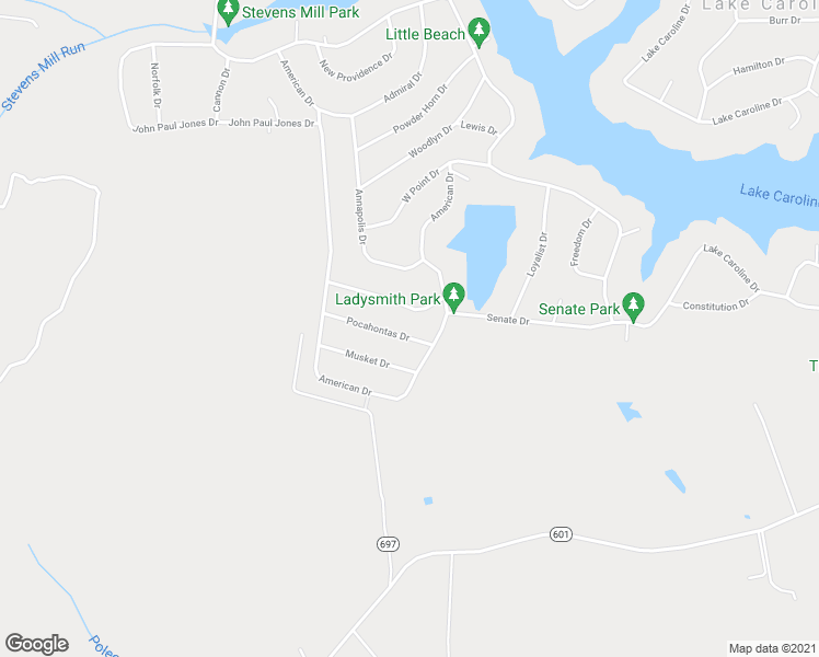 map of restaurants, bars, coffee shops, grocery stores, and more near 404 Pocahontas Drive in Ruther Glen