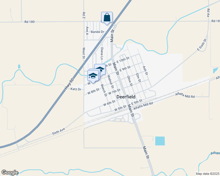 map of restaurants, bars, coffee shops, grocery stores, and more near 201-249 West 8th Street in Deerfield