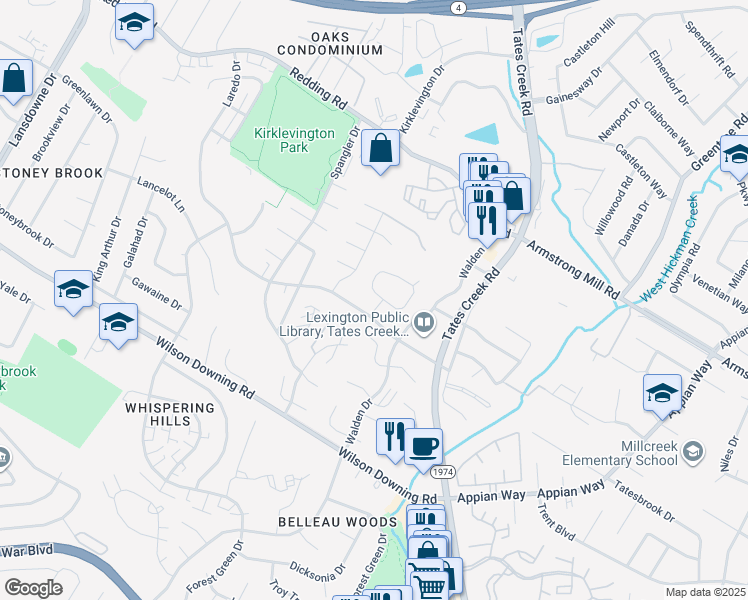 map of restaurants, bars, coffee shops, grocery stores, and more near 688 Sherard Circle in Lexington