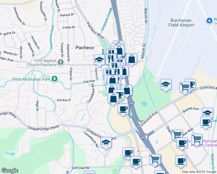map of restaurants, bars, coffee shops, grocery stores, and more near 142184 2nd Avenue South in Pleasant Hill