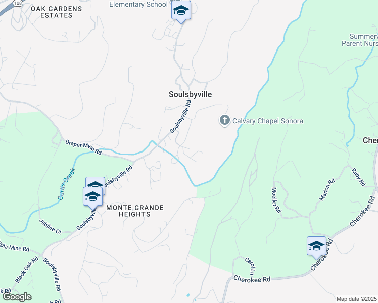 map of restaurants, bars, coffee shops, grocery stores, and more near 17240 Timber Drive in Soulsbyville