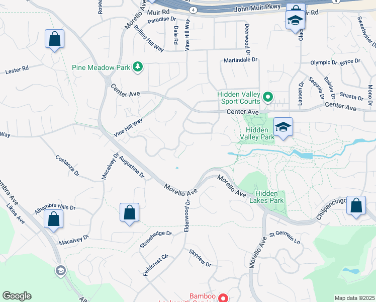 map of restaurants, bars, coffee shops, grocery stores, and more near 1608 Ashwood Drive in Martinez