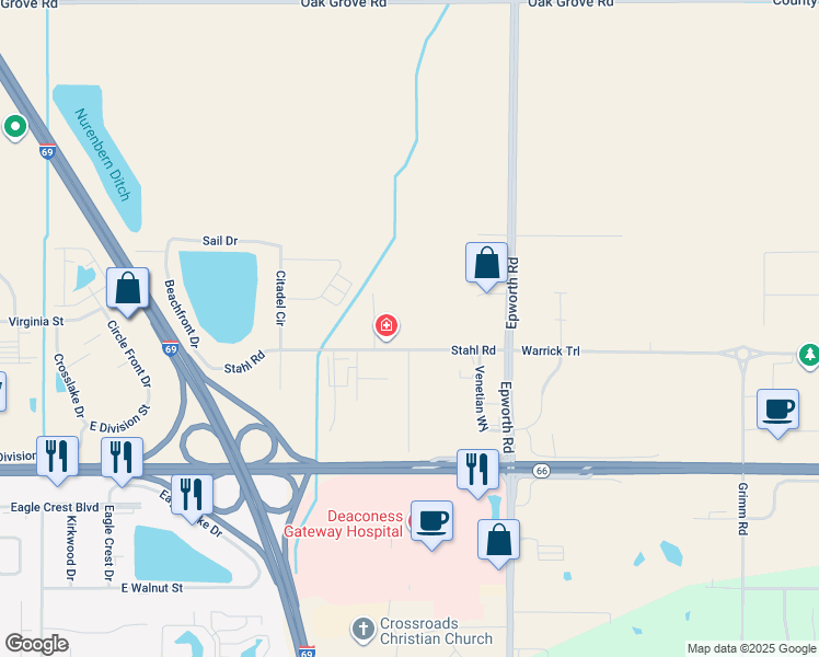 map of restaurants, bars, coffee shops, grocery stores, and more near 3962 Clover Drive in Newburgh