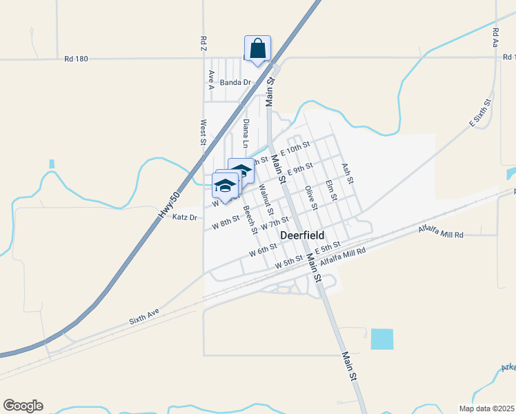 map of restaurants, bars, coffee shops, grocery stores, and more near 249 West 8th Street in Deerfield