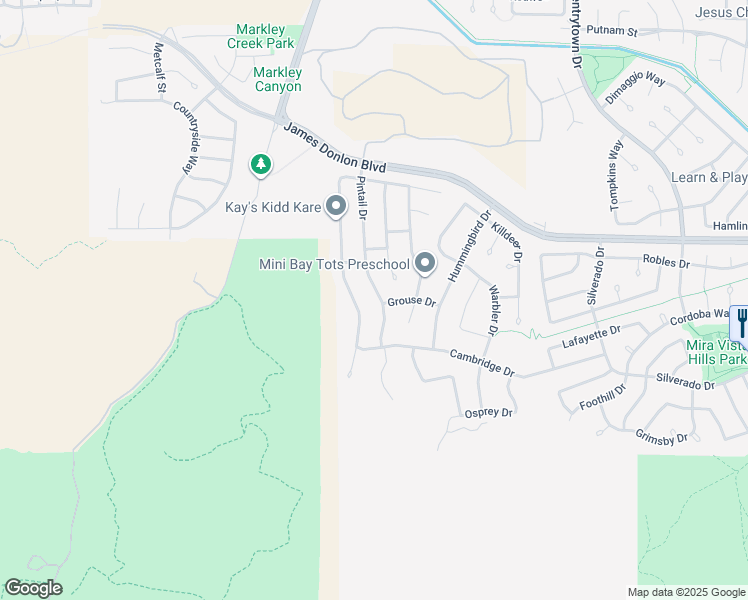map of restaurants, bars, coffee shops, grocery stores, and more near 3627 Mallard Way in Antioch