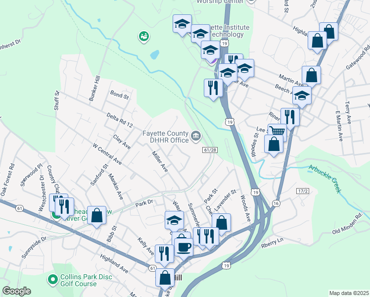 map of restaurants, bars, coffee shops, grocery stores, and more near 48 Titlow Avenue in Oak Hill