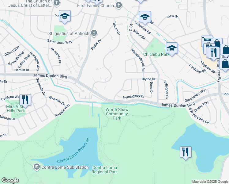 map of restaurants, bars, coffee shops, grocery stores, and more near 3510 Stone Place in Antioch
