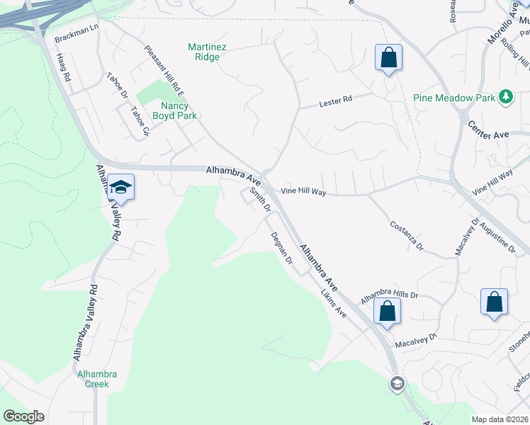 map of restaurants, bars, coffee shops, grocery stores, and more near 202 Christie Drive in Martinez