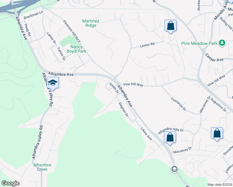 map of restaurants, bars, coffee shops, grocery stores, and more near 202 Christie Drive in Martinez