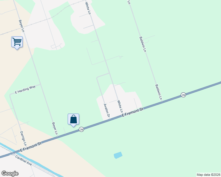 map of restaurants, bars, coffee shops, grocery stores, and more near 1121 White Lane in Stockton