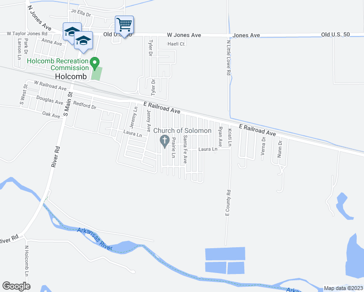 map of restaurants, bars, coffee shops, grocery stores, and more near 703 Laura Lane in Holcomb