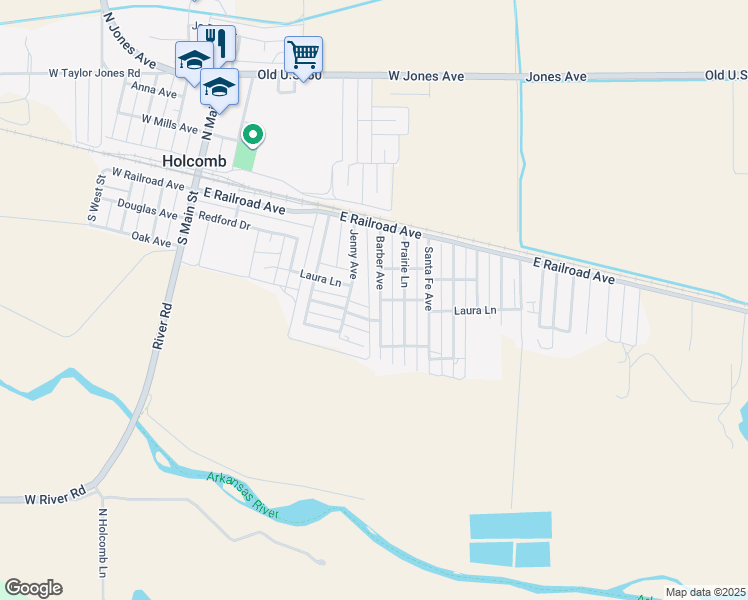 map of restaurants, bars, coffee shops, grocery stores, and more near 211 Barber Ave in Holcomb
