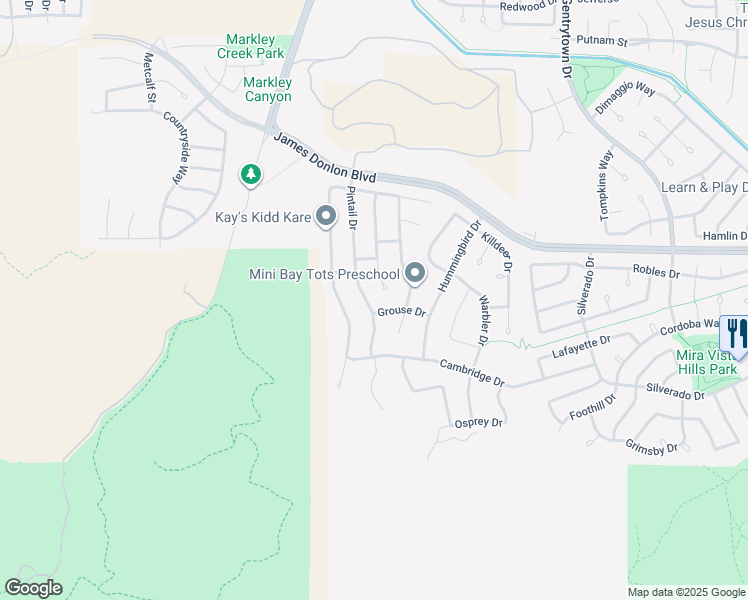map of restaurants, bars, coffee shops, grocery stores, and more near 3773 Pintail Drive in Antioch