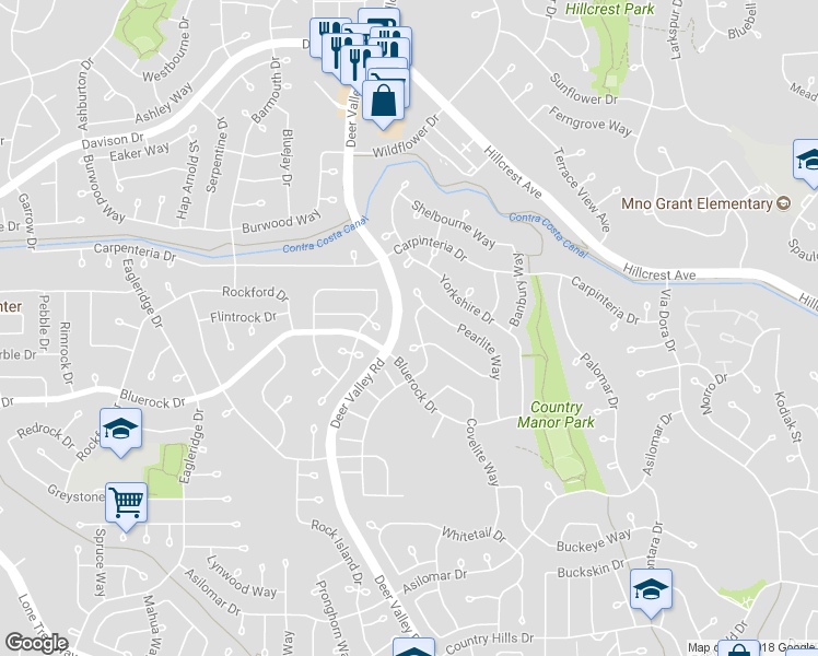 map of restaurants, bars, coffee shops, grocery stores, and more near 4020 Galenez Way in Antioch